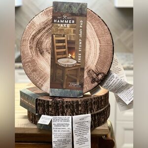 Set of 3 Hammer + Axe Tree Stump Chair Cushions